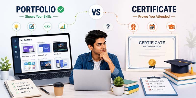 Portfolio and certificate comparison for digital careers